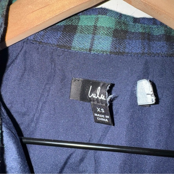 Lulus | Autumn Ease Green and Navy Plaid Mini Dress With Pockets - Picture 4 of 7